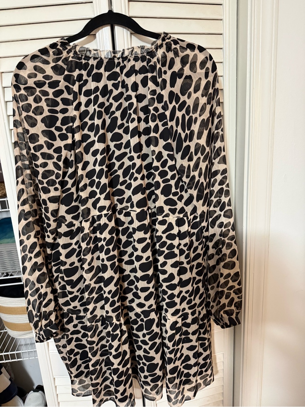 LOFT Beige and Black Leopard Print Mini Dress